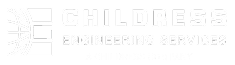 Logo for Childress Engineering Services, featuring a stylized geometric design on the left and the company name in bold text on the right, highlighting expertise in structural engineering and curtainwall facades.