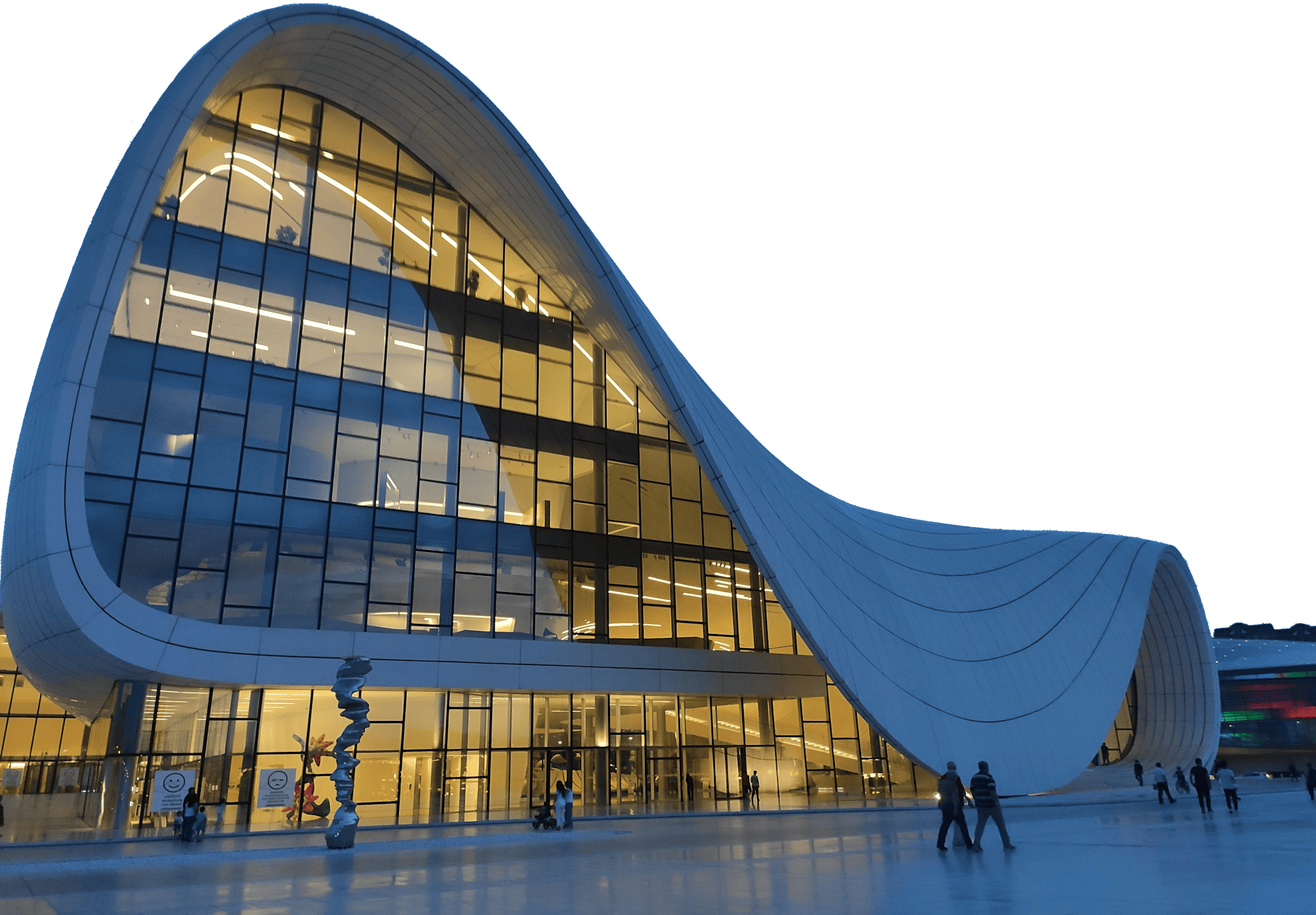 Heydar Aliyev Center in Baku, Azerbaijan, renowned for its distinctive, flowing architectural and engineering style that avoids sharp angles