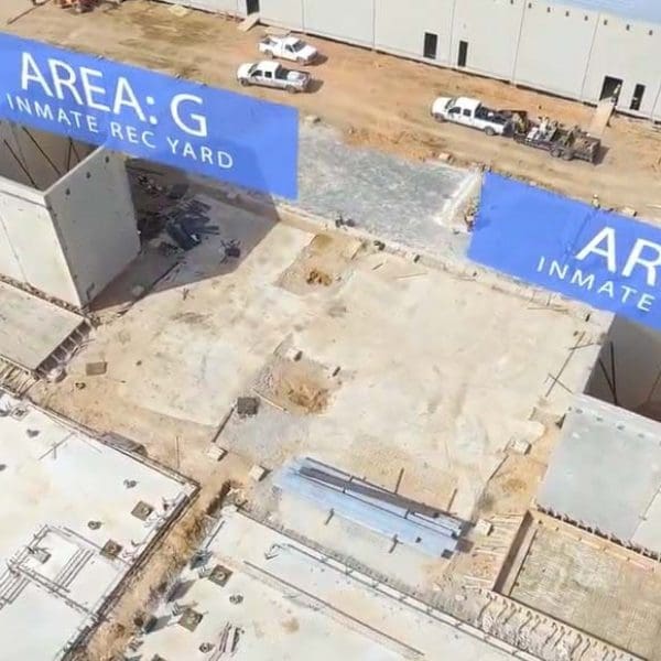 Overview shot of Comal County Jail site plan by Childress Engineering featuring structural concrete and foundation