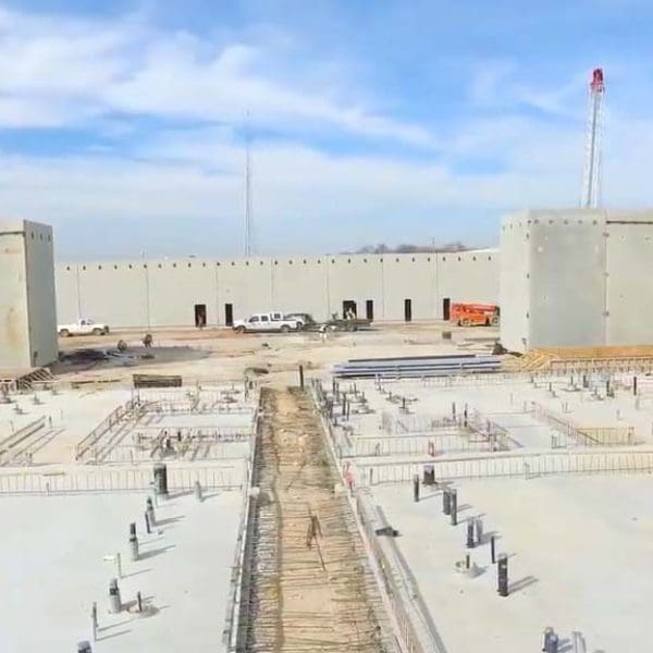 Central view of Comal County Jail concrete structural and foundation in progress, engineered and designed by Childress